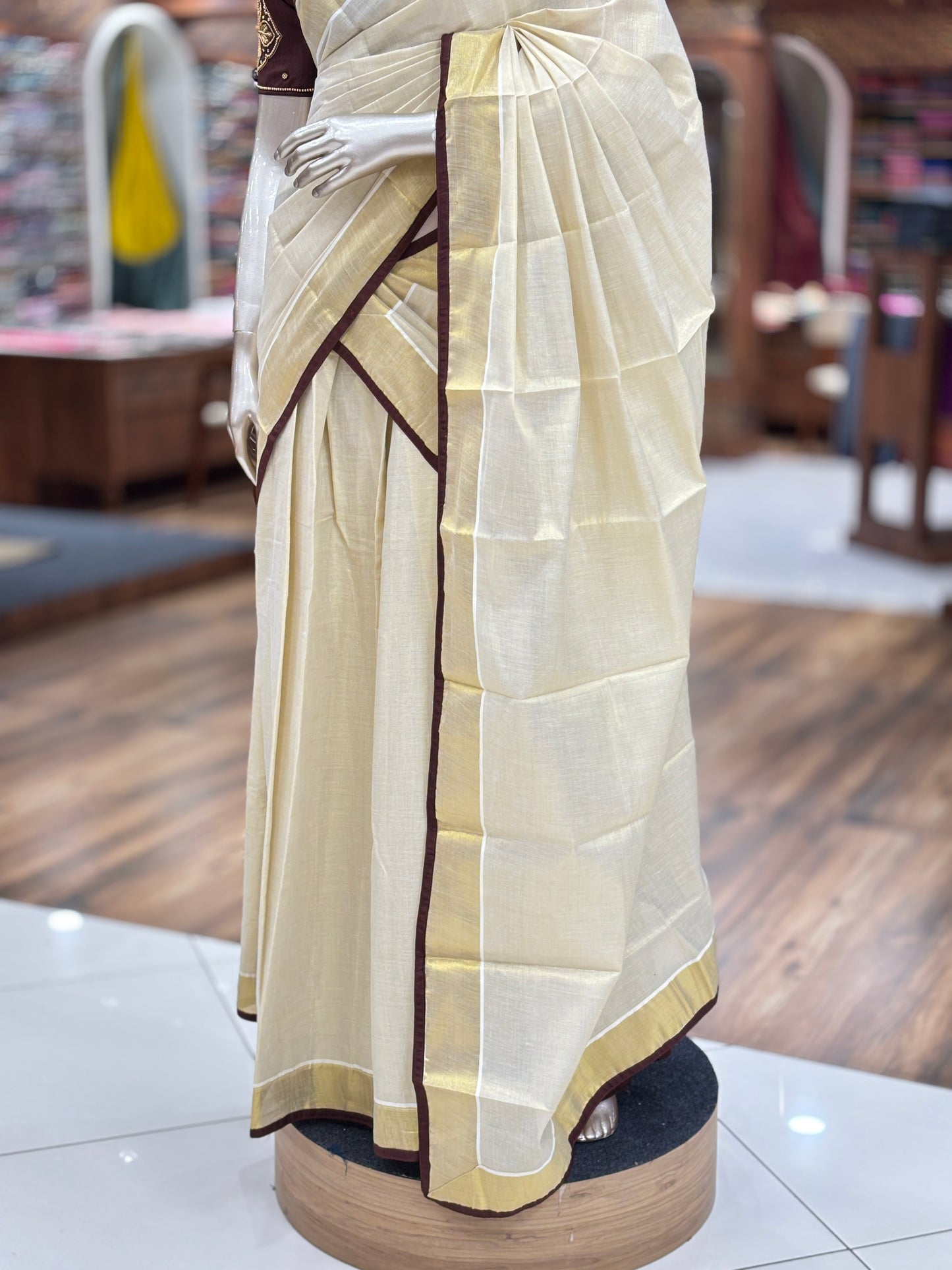 Dhavani | Half Saree | Tissue Silk | with Brown Kasavu border