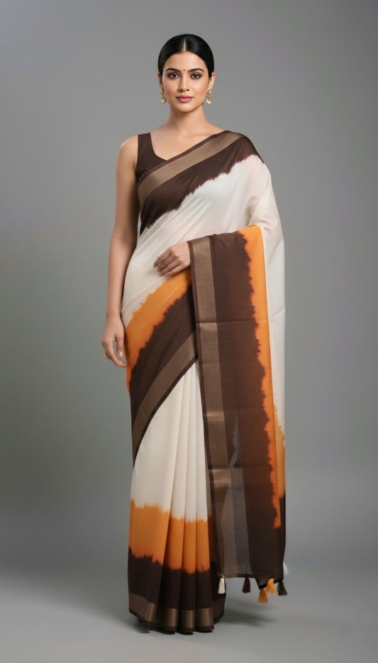 Cotton Saree with Linen finish
