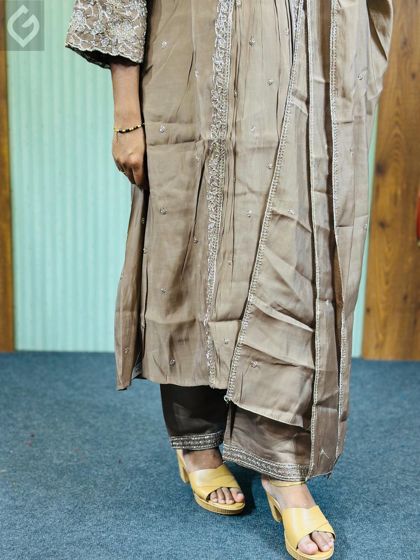 Ethnic Motifs Embroidered Anarkali Set