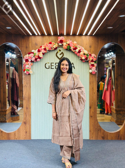 Ethnic Motifs Embroidered Anarkali Set