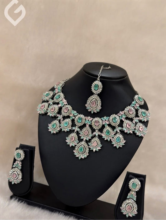 FANCY Silver plated American diamond stone jewelry sets