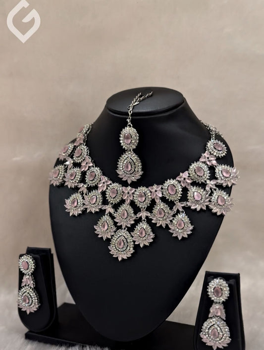 FANCY Silver plated American diamond stone jewelry sets