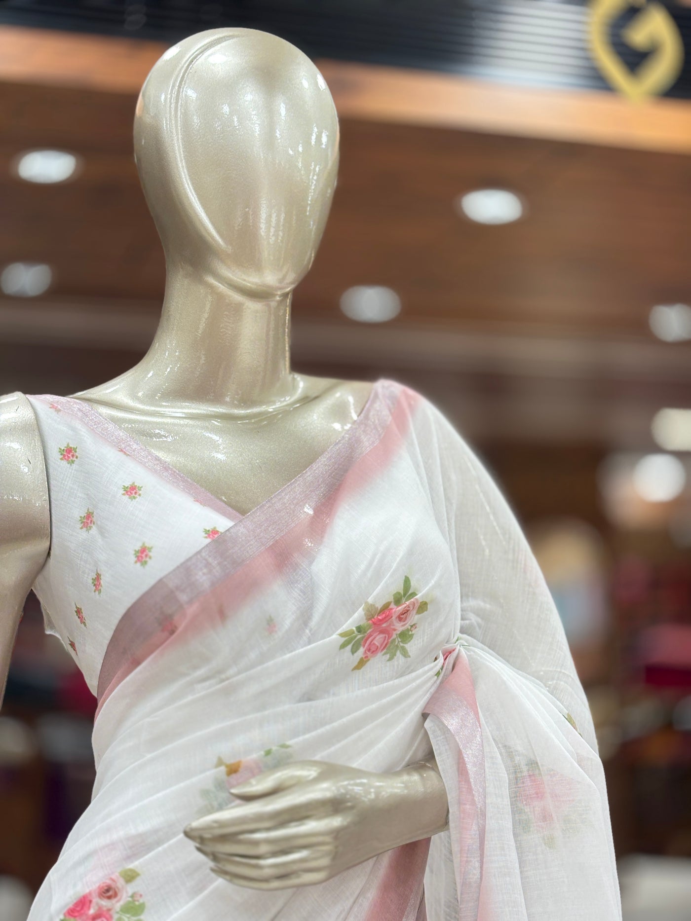 Chanderi Cotton Saree | Floral Printed | with Blouse Material