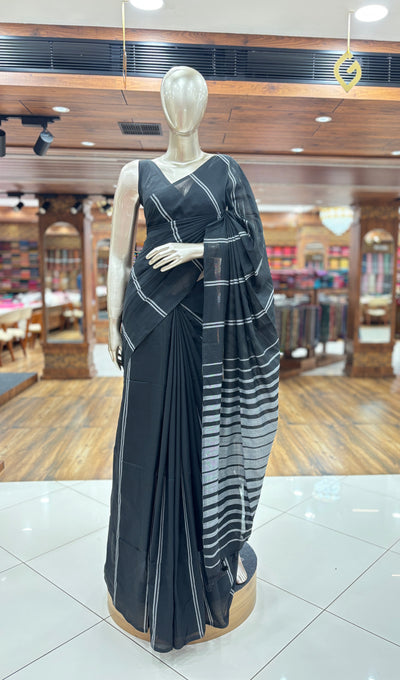 Soft Cotton Saree with Running Blouse Material |With Tassels |