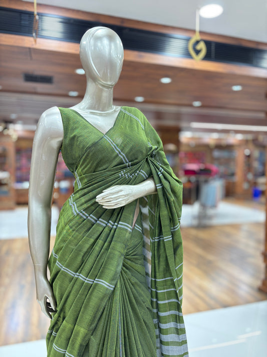 Soft Cotton Saree with Running Blouse Material |With Tassels |