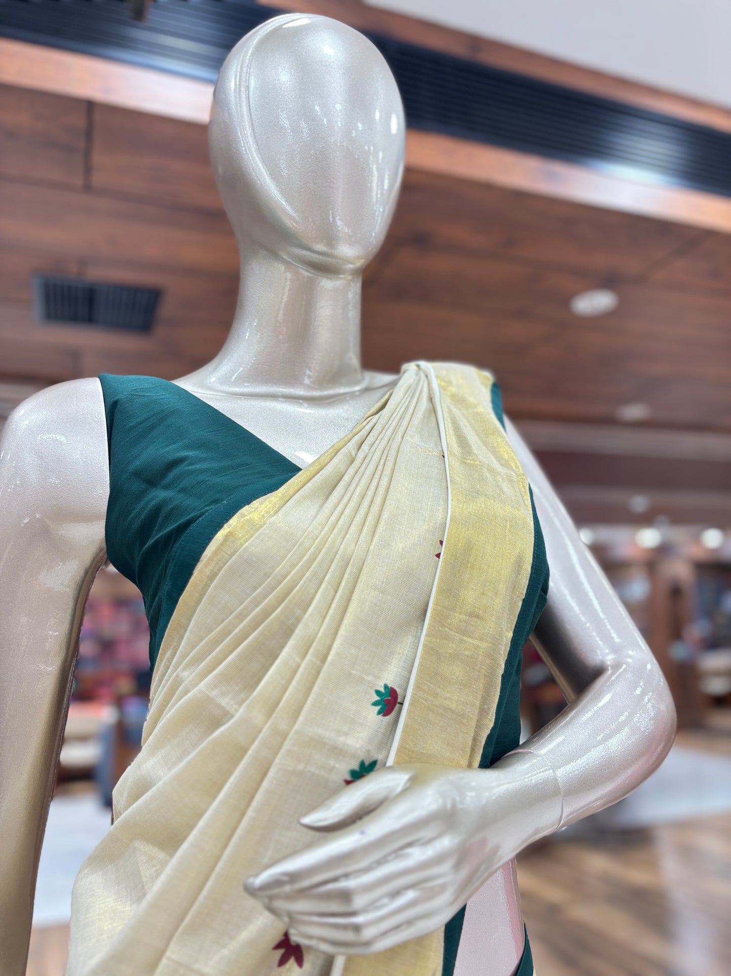 Dhavani | Half Saree | Tissue Silk | with Green Kasavu Border