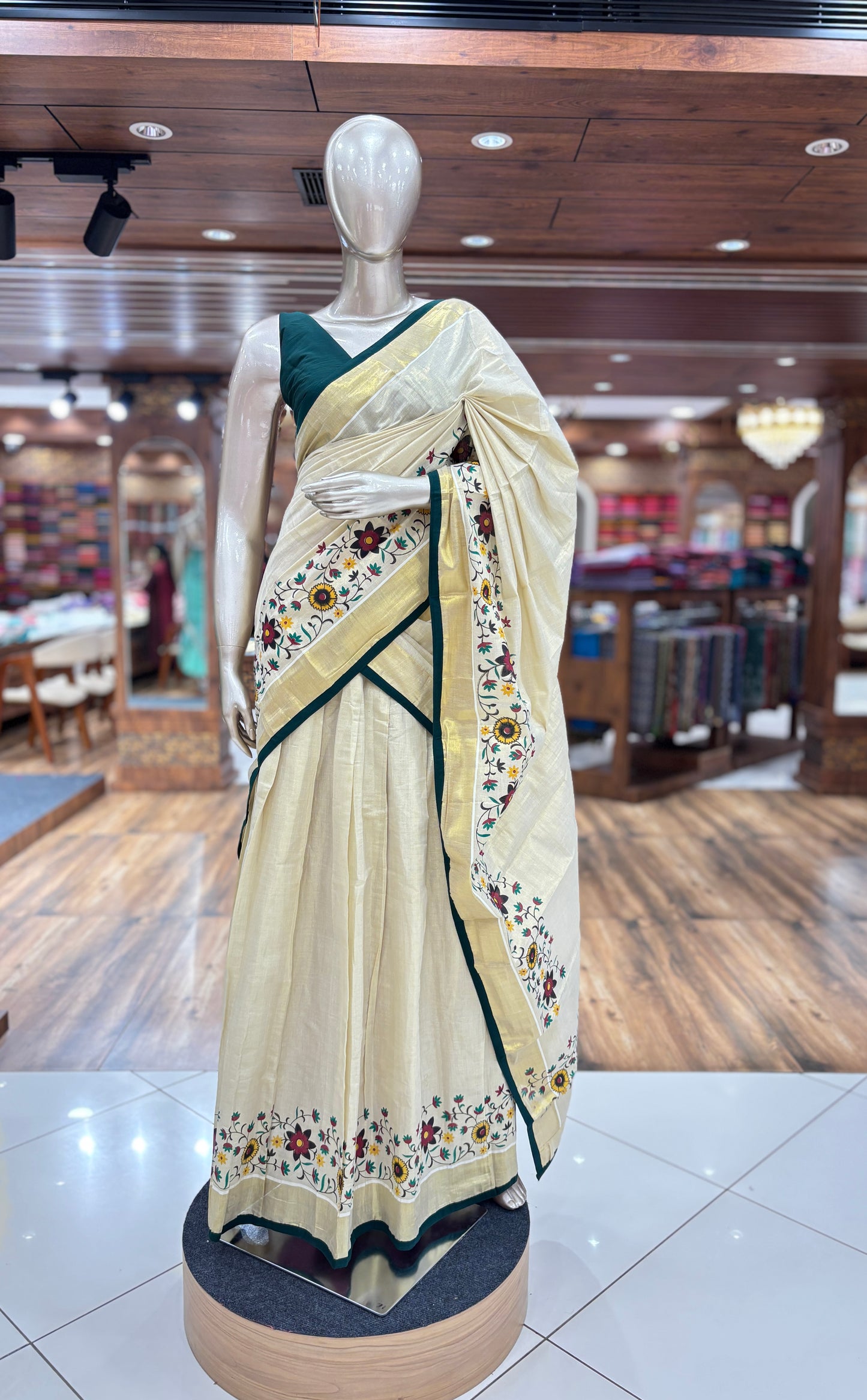 Dhavani | Half Saree | Tissue Silk | with Green Kasavu Border