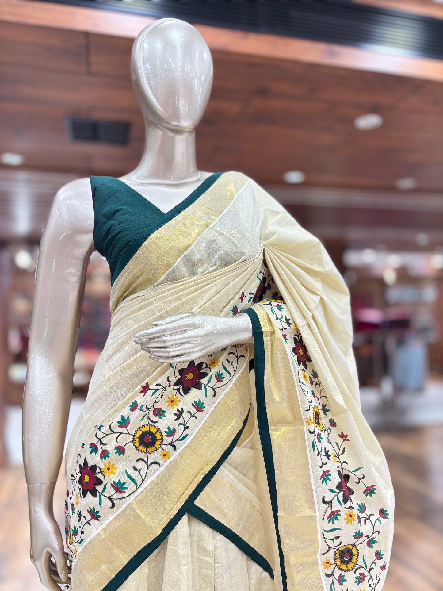 Dhavani | Half Saree | Tissue Silk | with Green Kasavu Border