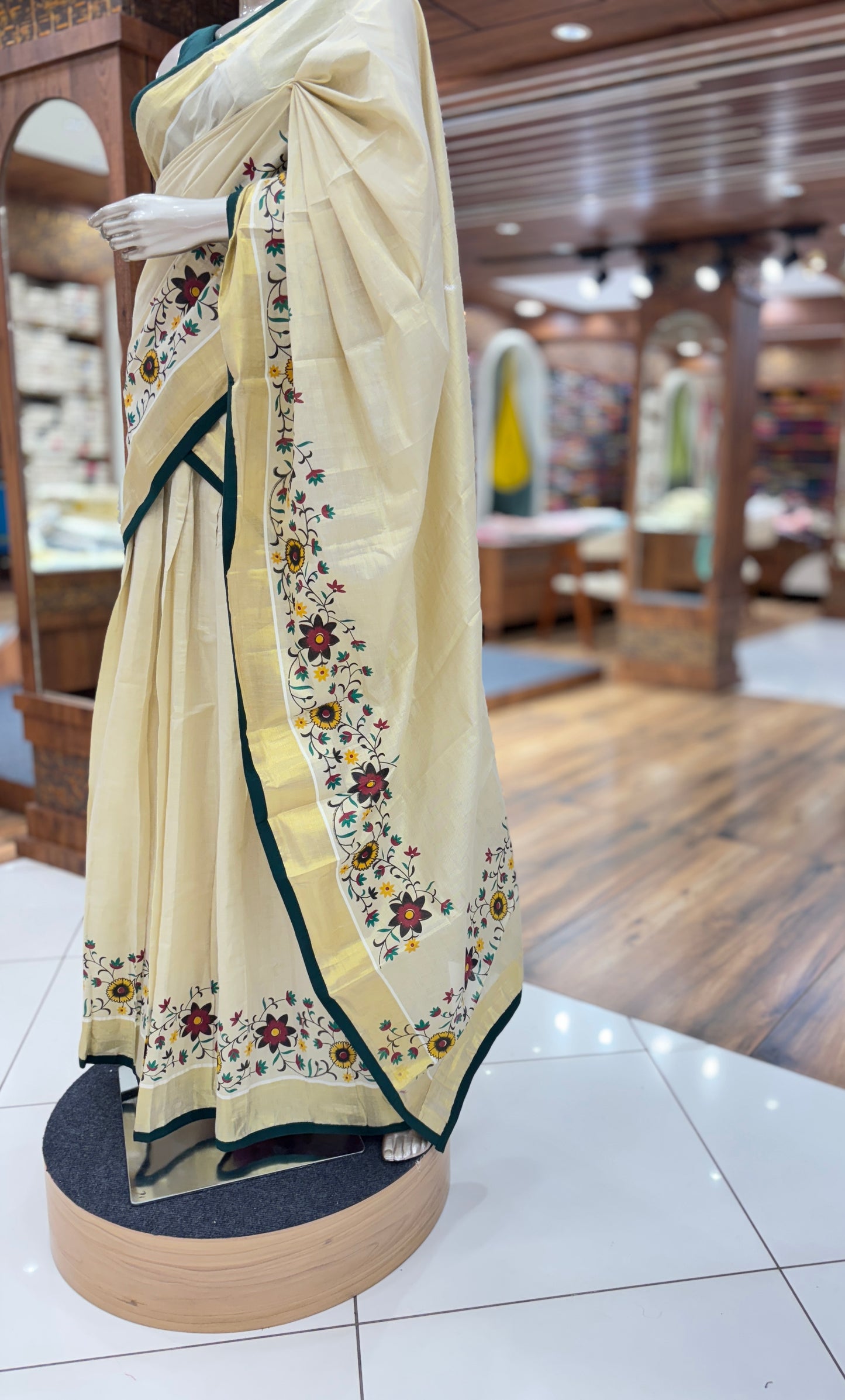 Dhavani | Half Saree | Tissue Silk | with Green Kasavu Border