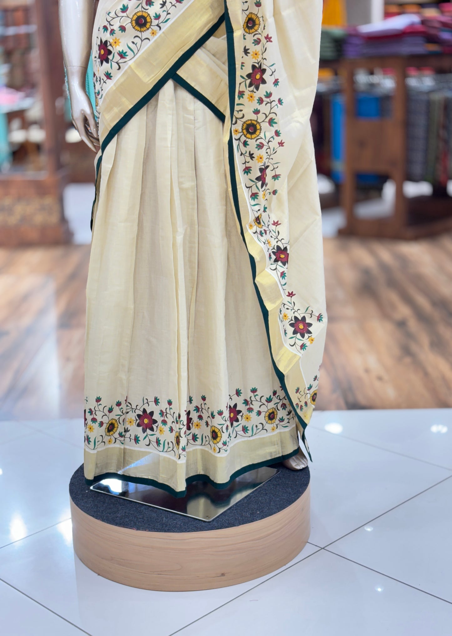 Dhavani | Half Saree | Tissue Silk | with Green Kasavu Border
