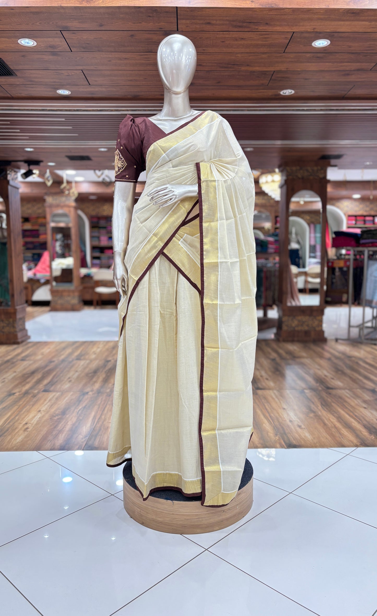 Dhavani | Half Saree | Tissue Silk | with Brown Kasavu border