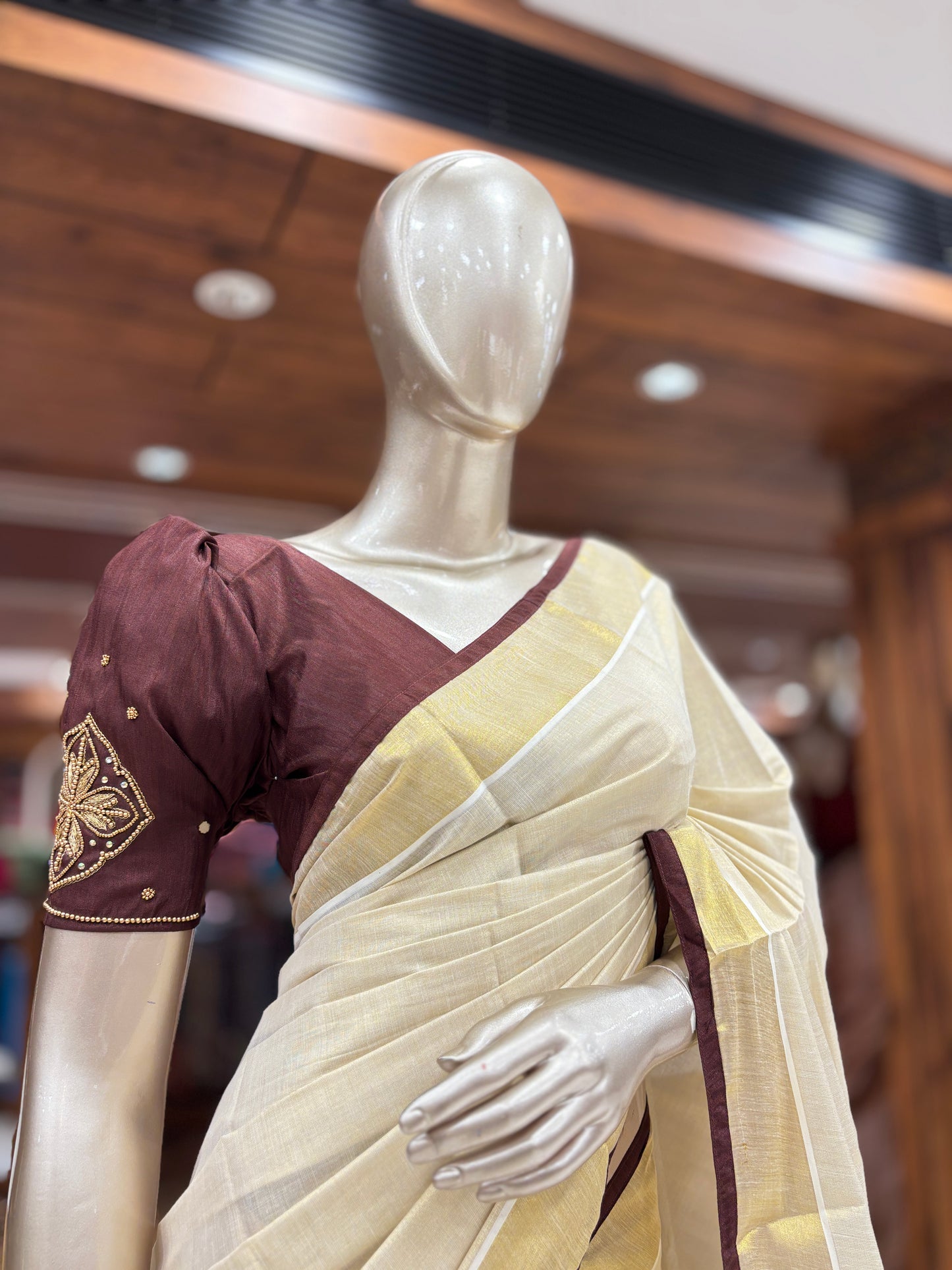 Dhavani | Half Saree | Tissue Silk | with Brown Kasavu border