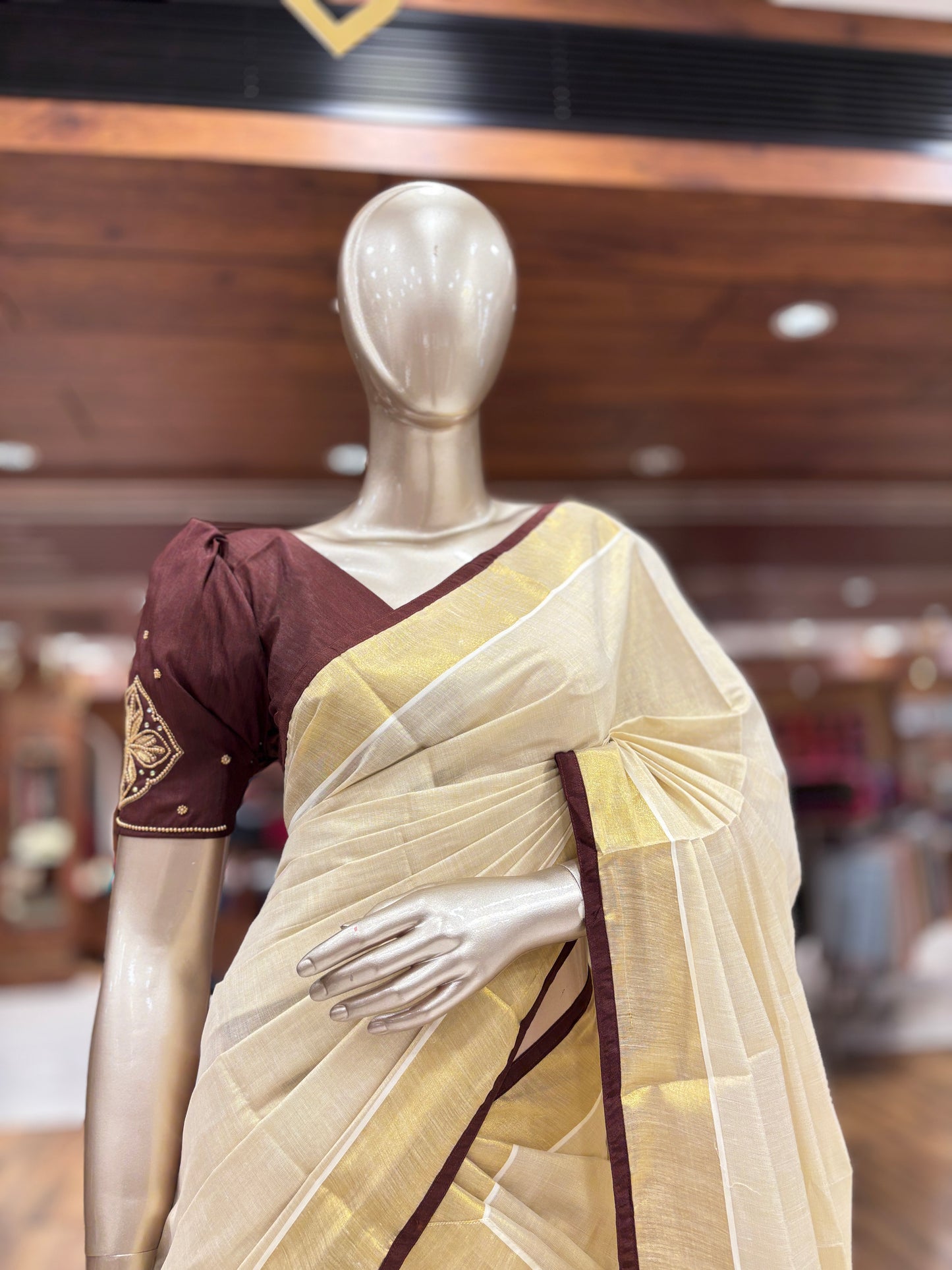 Dhavani | Half Saree | Tissue Silk | with Brown Kasavu border
