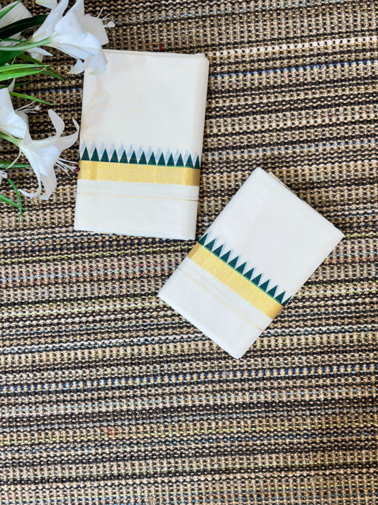 Traditional Cotton Set Mundu for Women | Green Temple Design