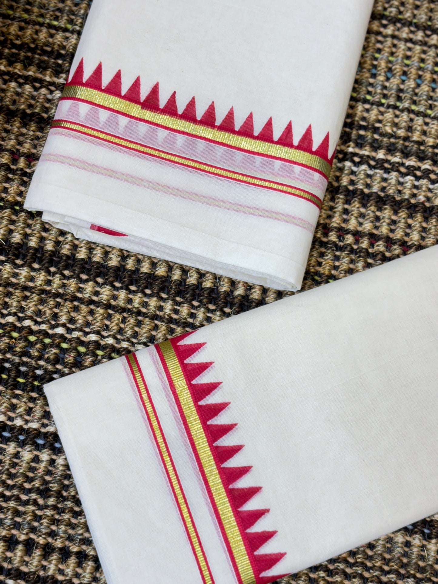 Traditional Cotton Set Mundu for Women | Rani Pink