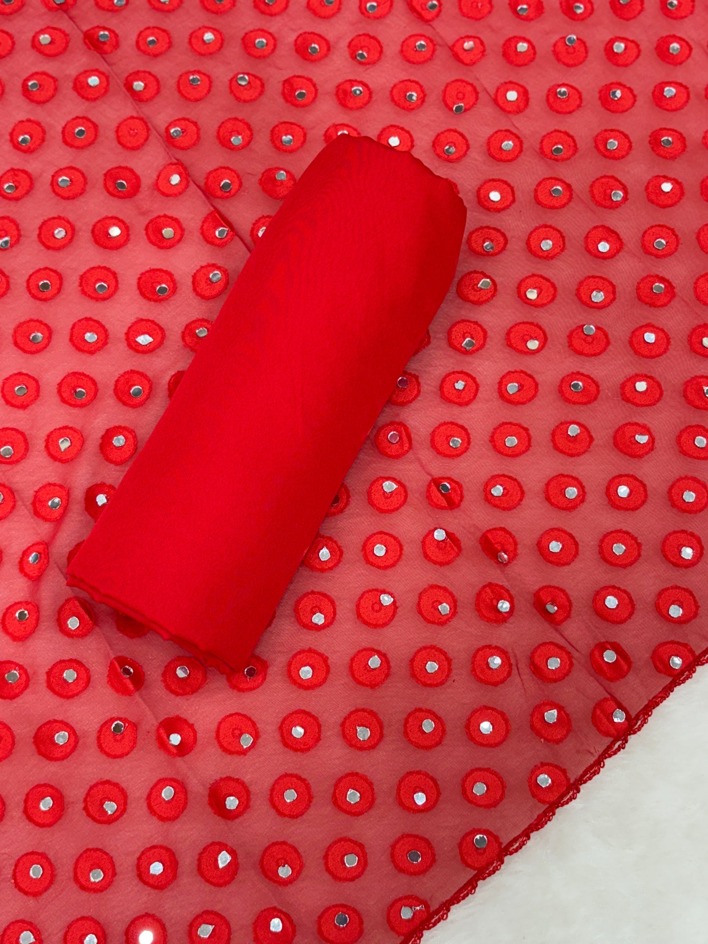 Salwar Material | Lucknowi Chikankari | Dupatta With Mirror Work