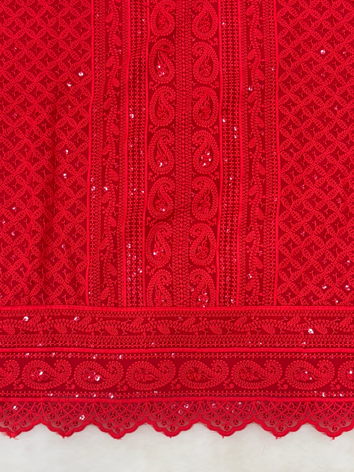 Salwar Material | Lucknowi Chikankari | Dupatta With Mirror Work